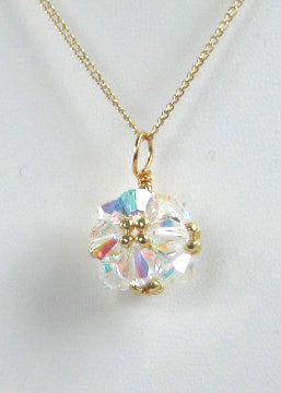 Birthstone crystal bead woven pendant necklace - April (crystal diamond)