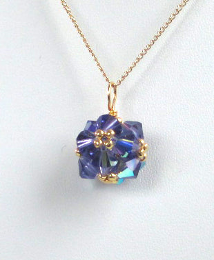 Birthstone crystal bead woven pendant necklace - June (alexandrite)