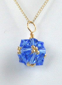 Birthstone crystal bead woven pendant necklace - September (sapphire)