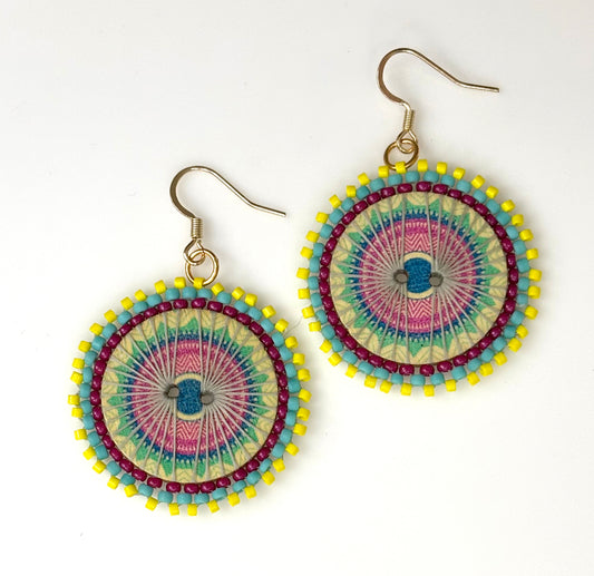 Boho button earrings