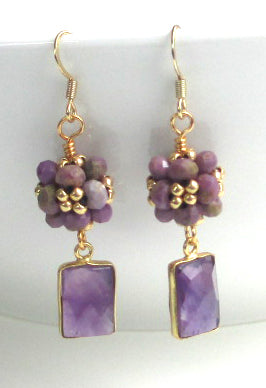 Phosposiderite and amethyst earrings