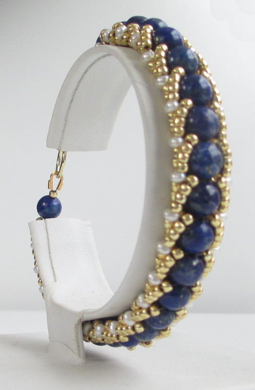 Gemstone flat spiral bracelet